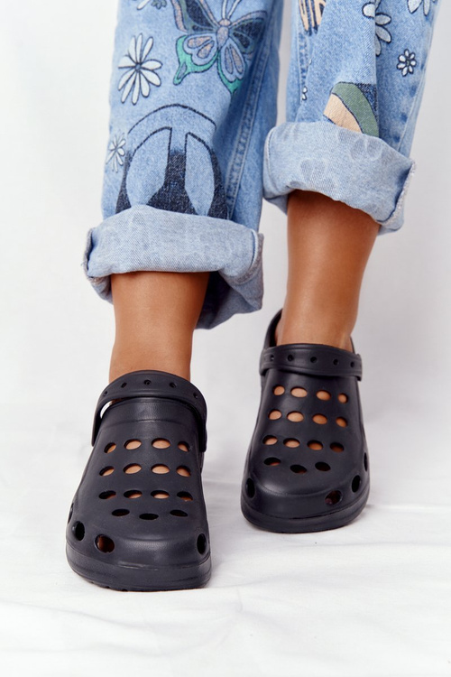 Women's Flip Flops Black Foam EVA Dots