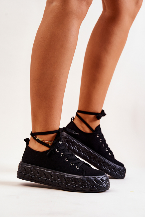 Tenisówki Materiałowe Masywna Platforma Czarne Suzane