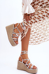 Leather Wedge Sandals Silver Margaritt