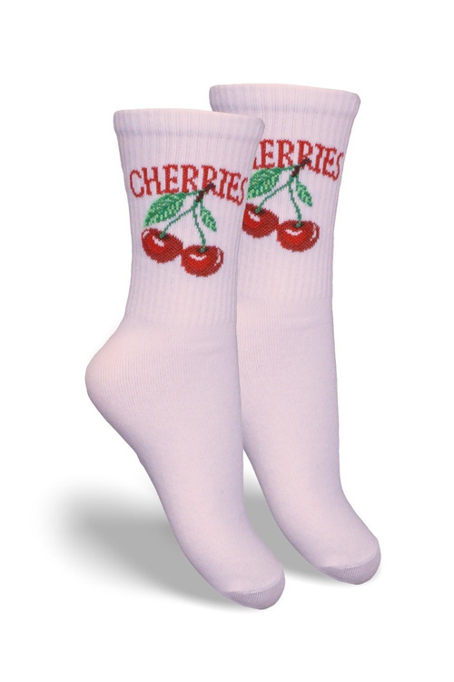 Children's Youth Socks CHERRIES Powder Pink
