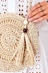 Braided Round Bag BRUNO ROSSI Beige