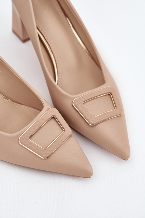 Heels With Decorative Buckle Nude Seriva