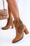 Women's Suede Booties Lewski Shoes 3093 Beige