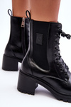 Women's Leather Boots On Heel Black Esnar