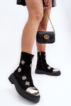 Leather Quilted Boots with Decorations D&A MR870-14 Black
