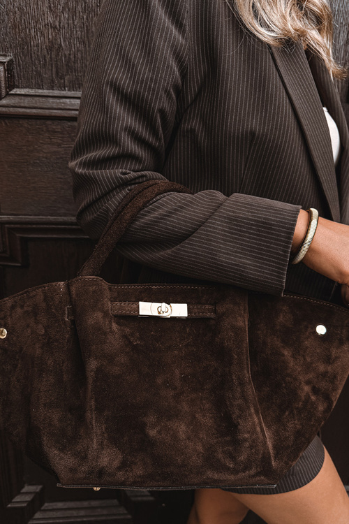 Bag Made of Natural Suede Chocolate Fiorenza
