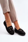 Women's Black Suede Moccasins with Decoration Daphikaia