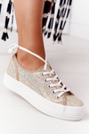 Glitter Sneakers On A Platform Gold Luna