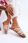 Women's Striped Slippers Light beige Reyna 