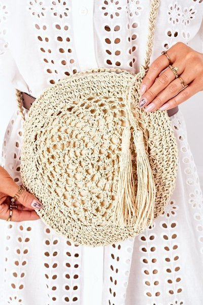 Braided Round Bag BRUNO ROSSI Beige