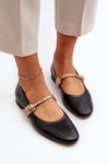 Women's Leather Ballerina Flats Laura Messi 2774 Black