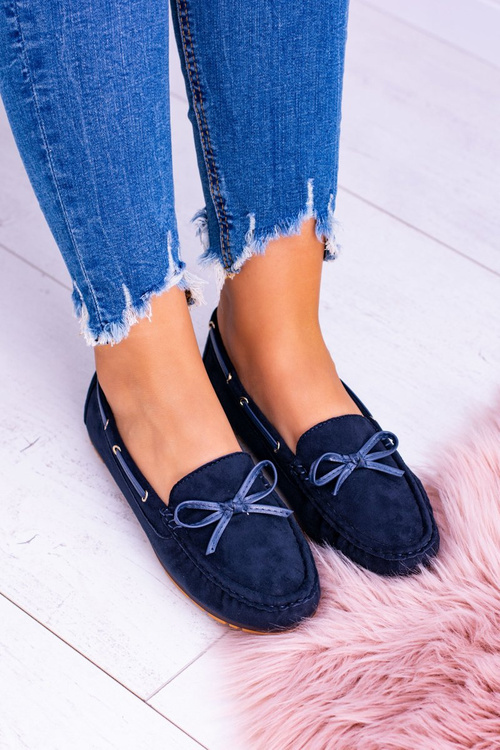 Navy Blue Suede Comfort Moccasins Gucio
