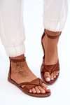 Women's Zipper Flat Flip Flops Brown Rise Up!