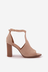 Block Heel Sandals Made Of Eco Suede Beige Lanadriena