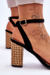 Suede Sandals On A Braided Heel Black Selila
