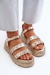 Women's Embellished Sandals Eco Leather Gold Arcida