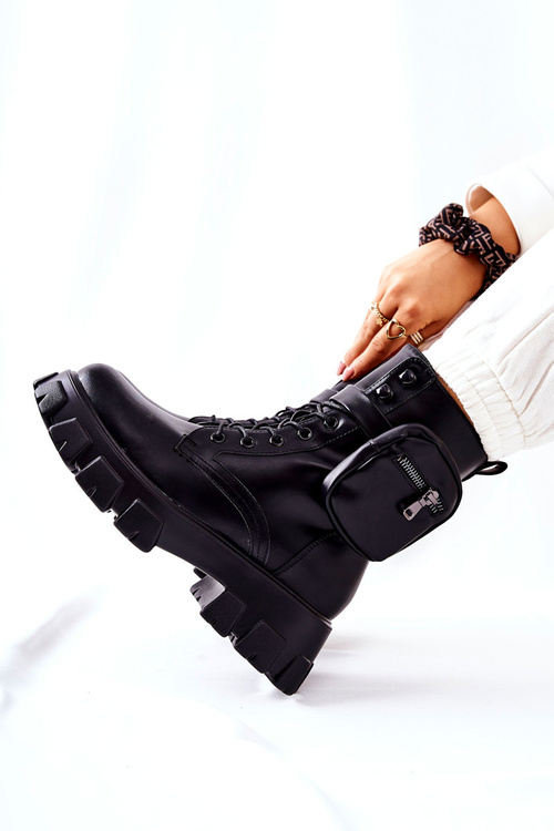 Worker Boots With Pouch On Strap Black Lanstrom