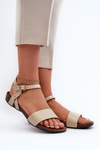 Zazoo 40027 Flat Women's Leather Sandals Beige