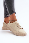 Women's Leather Platform Sneakers Beige Eselmarie