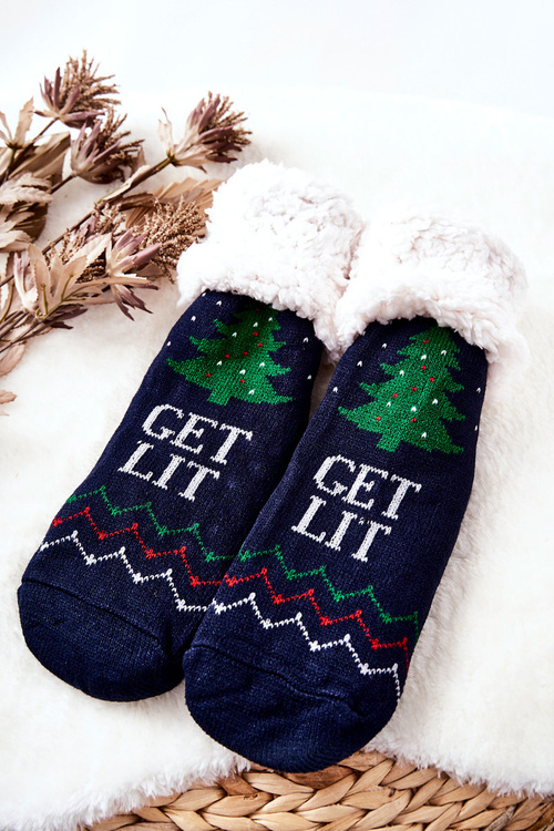 Christmas Long Socks Christmas Tree Navy Blue