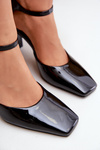Heels With Block Heel Made Of Lacquered Eco Leather Black Emindria