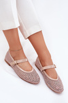 Embellished Women's Ballerinas With Strap And Buckle Beige Avirae