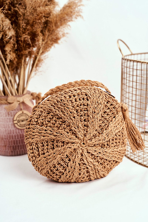 Damska Torebka Pleciona Boho Camel
