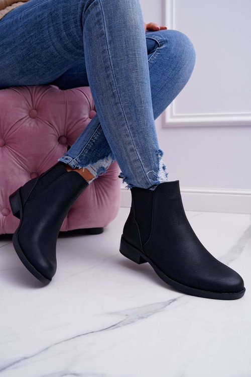 Women's Flat Heel Sable Boots Black Barski 18-75