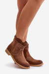 Low Women's Boots On Flat Heel Suede Lewski 3624 Brown
