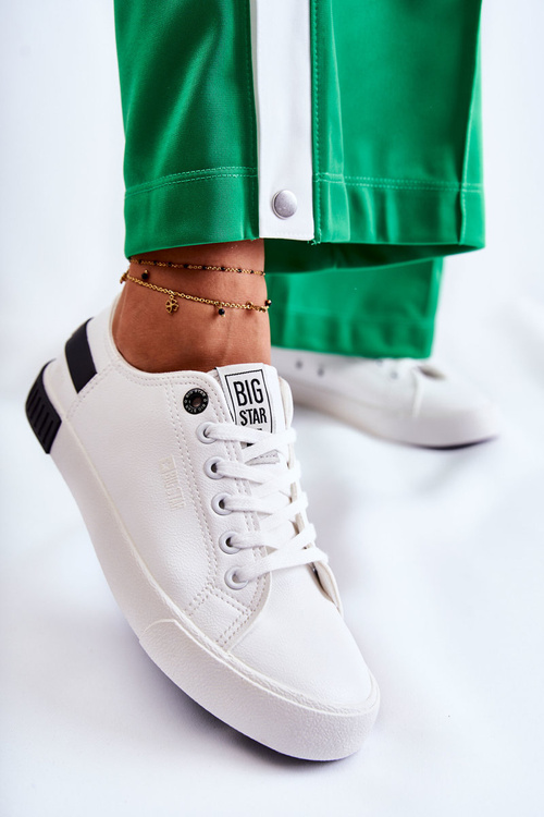 Women's Leather Tennis Shoes BIG STAR FF274175 White-Black