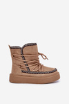 Women's Snow Boots With Embroidery On Platform Brown Naleris