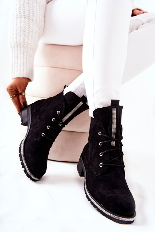 Suede Leather lined boots Black Grecia
