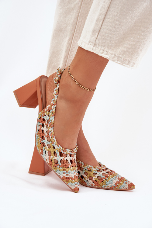 Sandals With Braiding On A Heel Multicolor Ebina
