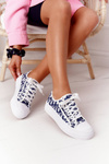 Women's Logged Sneakers White-Dark Blue Daphne
