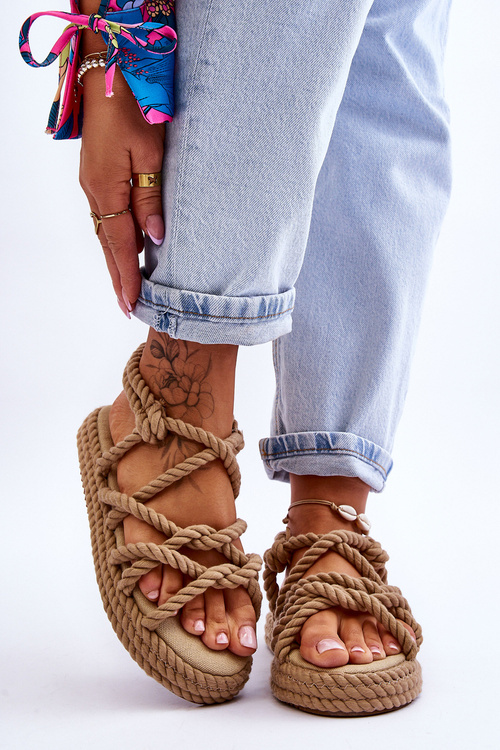Women's Fashionable Braided Sandals Beige Tiffanie