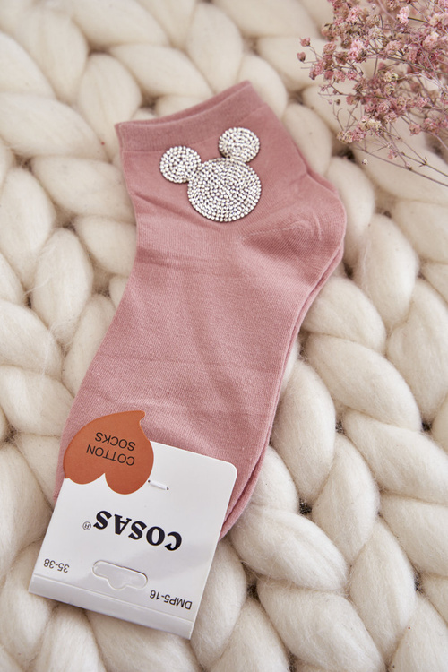Women's Cotton Socks With Cubic Zirconia Cosas Pink