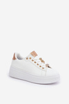 Eco Leather Sneakers With Embellishments White-Gold Enalirae