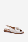 Ladies Sandals On Flat Heel With Decorative Detail S.Barski KV51-080 Silver