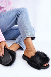 Women's Fur Slides Black Kennet