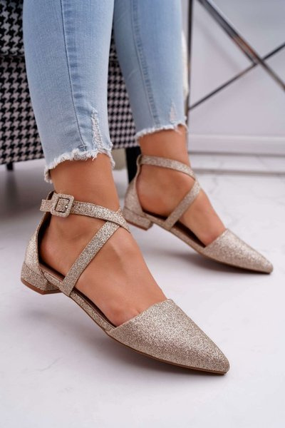 Women's Brocade Ballerinas Pointed Gold Vontare