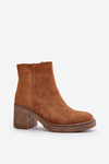 Heeled Boots Eco Suede Insulated With Zip Camel Lerallea