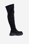 Women's Over the Knee Eco Suede Boots Black Irithalla