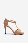 Women's High Heel Sandals in Beige Eco Leather Obdaria