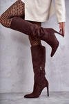 Classic Suede Black Boots On A Brown Ameya