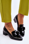 Fashionable Lacquered Pumps With A Decorative Bow Black Shira