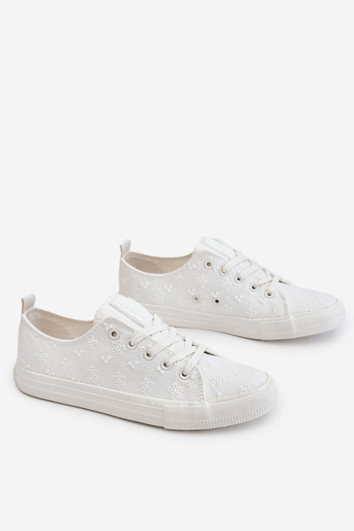 Damskie Trampki Z Haftem Big Star LL274223 Białe