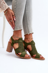 Lace Sandals with Stiletto Heel Dark Green Hey Lover