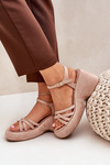 Platform And Wedge Sandals Made Of Eco Suede Beige Nendal