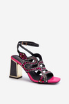 Decorated Women's Sandals with Heel D&A CR952 Black