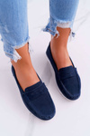 Women's Suede Leather Moccasins Navy Blue Lauren
